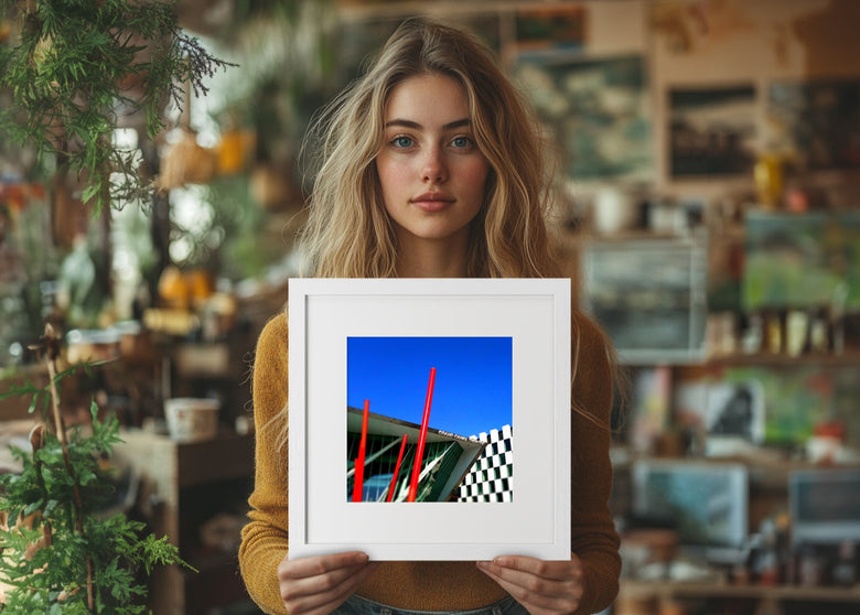 Square White Framed Print