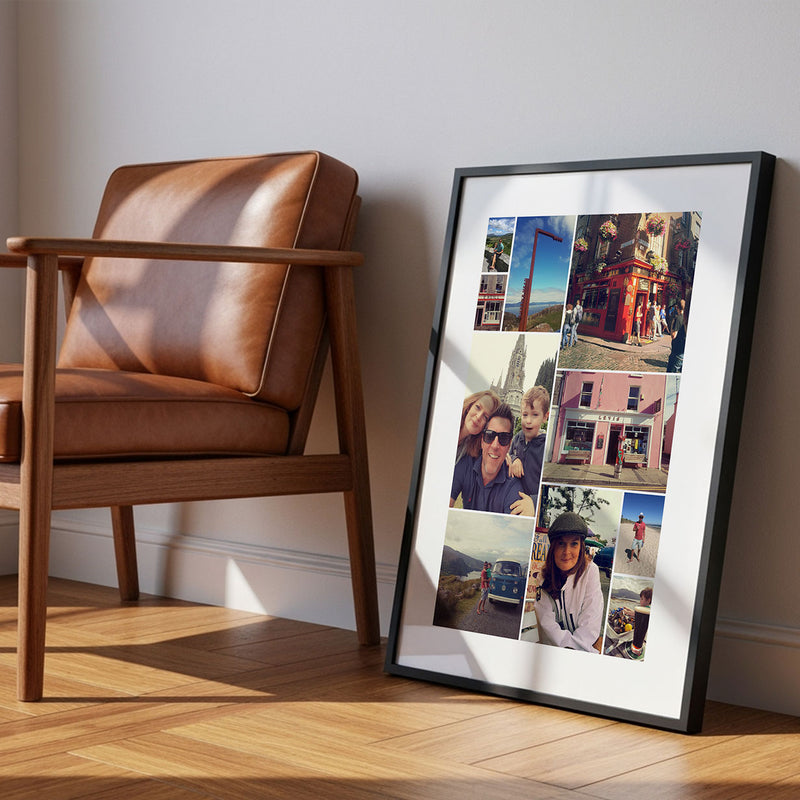 Custom Collage Black Framed Print Portrait Shape